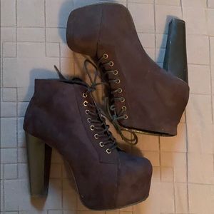 Fashion Nova Black Faux Suede Lace Up Booties